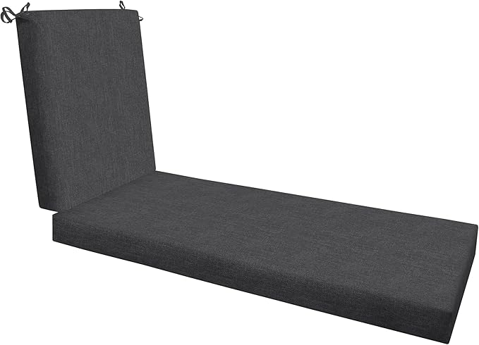Honeycomb Outdoor Heritage Chaise, 22.5" W x 70" L, Textured Solid Charcoal Grey Chair Cushion for Patio Furniture
