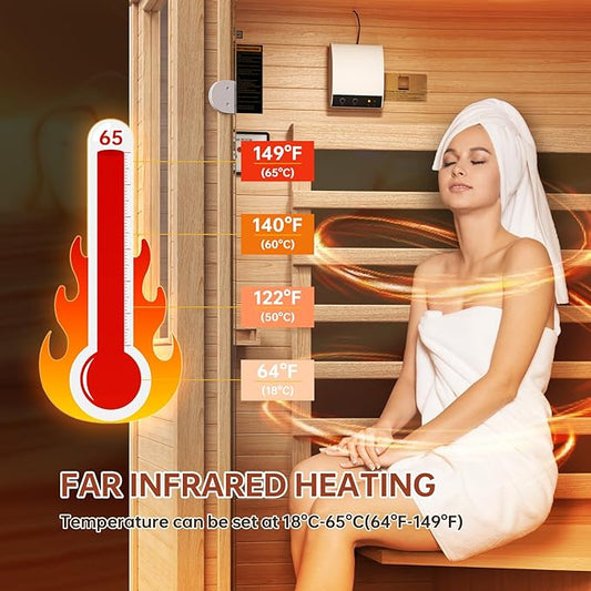 Far Infrared Sauna Home 1 Person, Canadian Hemlock Wooden Indoor Dry Sauna Spa Room for Indoor Low EMF 850W 120V with Bluetooth Speakers and Control Panel, Half Glass