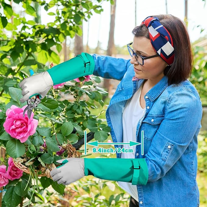 Long-Gardening-Gloves for Women/Men - Thorn Proof Rose Pruning Gloves Heavy Duty Gauntlet, Best Garden Gifts for Gardener-S