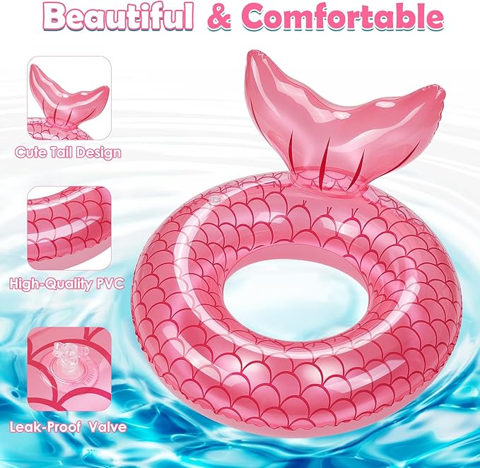 HeySplash Pool Floats Kids, Inflatable Swimming Ring Swim Tube Floaties, Summer Water Fun Beach Party Swimming Pool Toys for Kids Children Water Activities
