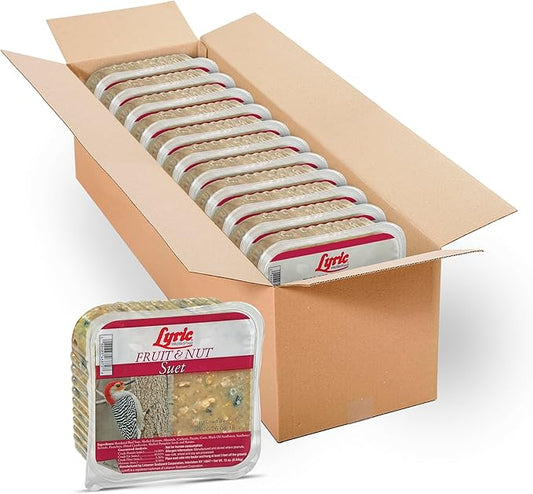Lyric Fruit & Nut Wild Bird Seed Suet Cakes for Wild Birds, 12 oz. (12 Pack)