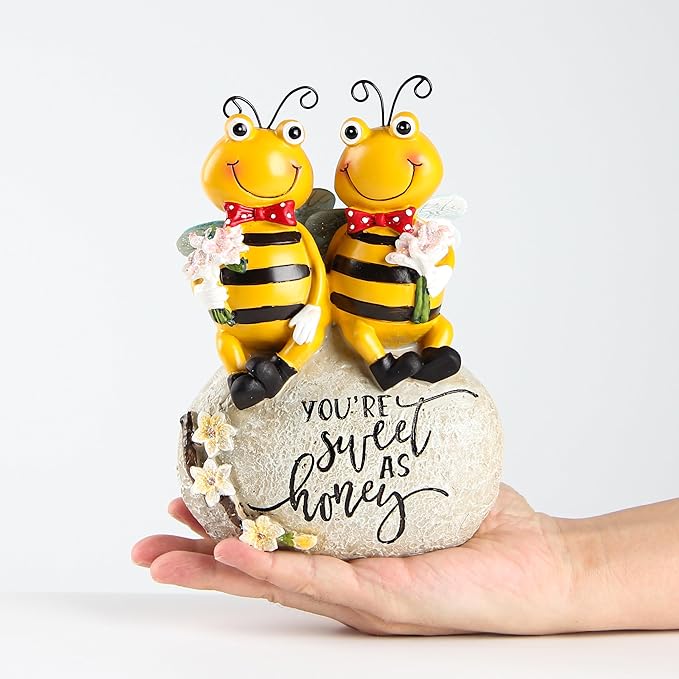 Smadeer Bee Statue for Garden Decorations Honey Bee Figurine for Outdoor Patio Lawn Porch Yard Backyard Outside Indoor Shelf Table Home Decor Garden Sculptures & Statues Holiday Spring Summer Bee Gift