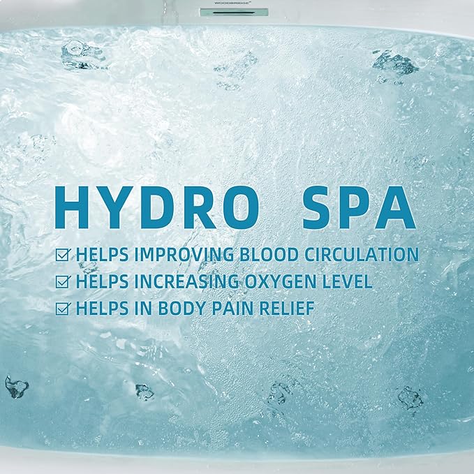 WOODBRIDGE 72" x 35-3/8" Whirlpool and Air Bath Heated Soaking Combination Tub with Adjustable Speed Air Blower and Display Control Panel,BJ-600
