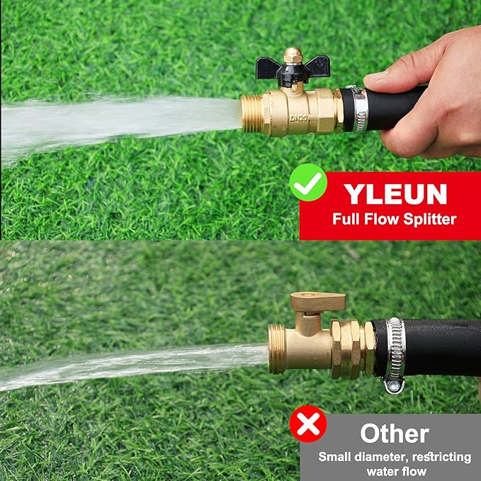 Garden Hose Brass Shut Off Valve Full Flow, No Restricted-Flow Water Shut-Off Connector, 3/4" GHT x 3/4" GHT Garden Hose Full Port Ball Valve Adapter (Long Handle and Butterfly Handle)