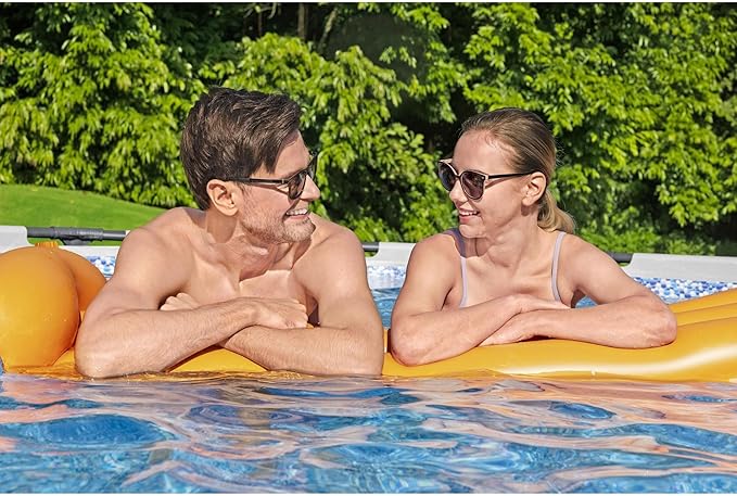 Bestway Steel Pro MAX 18 Foot x 48 Inch Round Metal Frame Above Ground Outdoor Swimming Pool Set with 1,000 Filter Pump, Ladder, and Cover