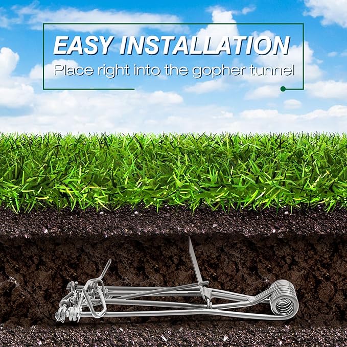 Qualirey 16 Pcs Outdoor Gopher Trap Easy Set Mole Trap Weather Resistant Gopher Killer Vole Killer for Lawn Garden Farm (Silver)