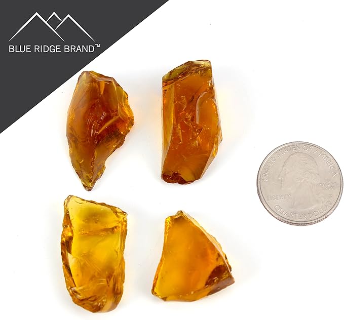 Fire Pit Glass - Fire Glass for Fire Pit - Firepit Glass Rock - Glass Stones - Fire Pit Glass Rocks - Gas & Propane Fire Pit & Fireplace Glass (10 Pound, Light Amber)