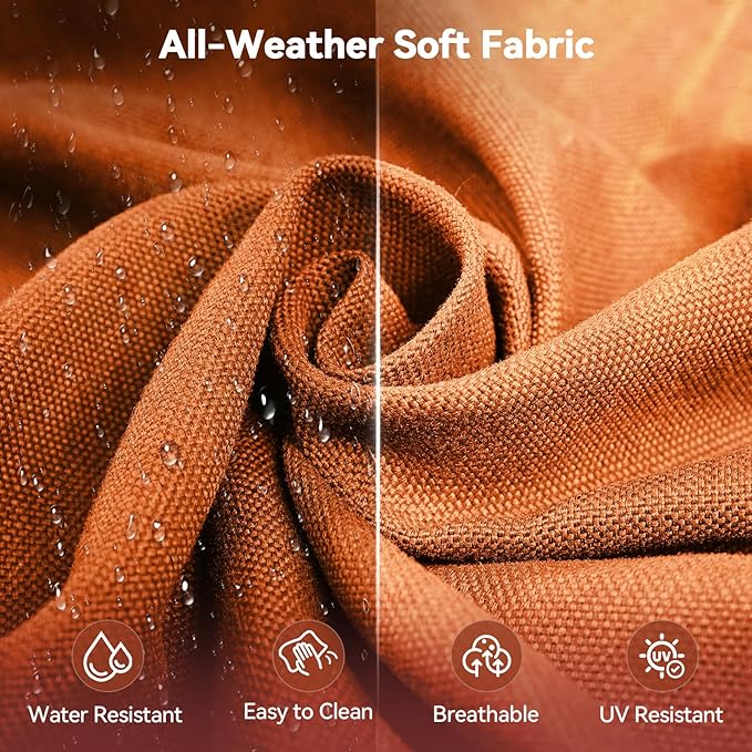 6" Thick Outdoor Cushions 22x24x6, 3-Set Deep Seat Patio Cushions with Removable Cover, Waterproof & Fade Resistant Replacement for Wicker Chair, Loveseat, Sofa - Orange