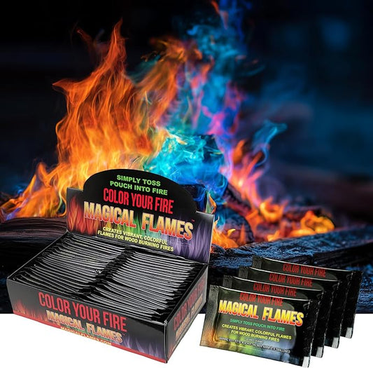 Magical Flames Fire Color Packets (50 Pack), Vibrant Multi-Color Fire for Fire Pits, Campfires, Bonfires & Fireplaces - Camping Essentials & Outdoor Party Accessories