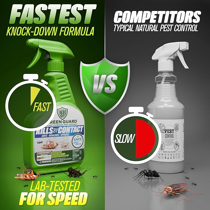 Green Guard Pest Control Spray - Indoor & Outdoor Killer of Ants, Roaches, Spiders & Other Crawling Insects, Safe Around Children & Pets, Plant-Based, Pleasant Scent (Cinnamon Might, 16oz)