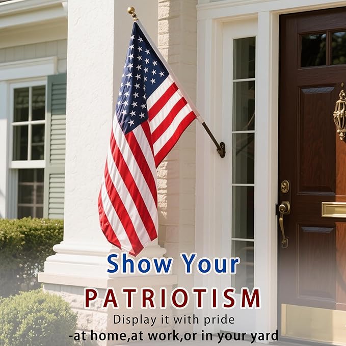 American flag 3x5 FT for Outside, Heavy Duty Polyester Nylon USA Flag Outdoor with Embroidered Stars, Sewn Stripes, US Flag with Brass Grommets for Indoor, Outdoor, All Weather