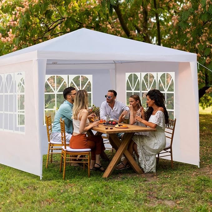 Outvita Outdoor Party Tent, Patio Canopy Tent Gazebo with Removable Sidewalls Instant Event Tent for Cater Events Wedding Birthday Pavilion Beach BBQ (10'x10')