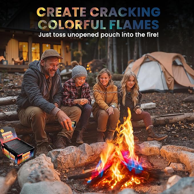 Magical Flames Fire Color Packets (Ultimate 12 Pack), Vibrant Multi-Color Fire for Fire Pits, Campfires, Bonfires & Fireplaces - Camping Essentials & Outdoor Party Accessories