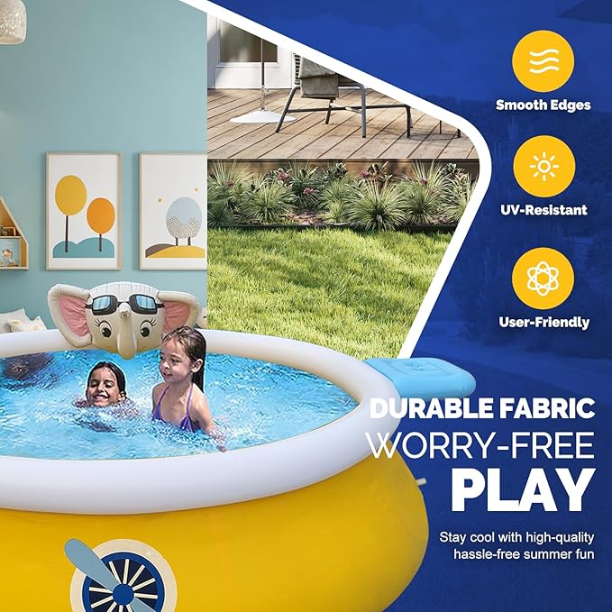 DIMAR GARDEN 10ft x 30in Inflatable Swimming Spray Pool, Outdoor Round Air Top Ring Elephant Pools