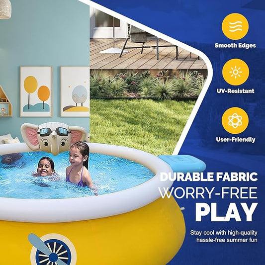 DIMAR GARDEN 10ft x 30in Inflatable Swimming Spray Pool, Outdoor Round Air Top Ring Elephant Pools
