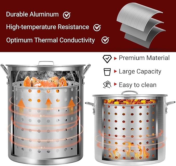 OT1601 Seafood Boil Kit, Featuring a Propane Burner, Propane Regulator, and a 60QT Pot with Basket, Built for Heavy-Duty Outdoor Use for Hotel Catering,Crawfish Boil Party,Community Event