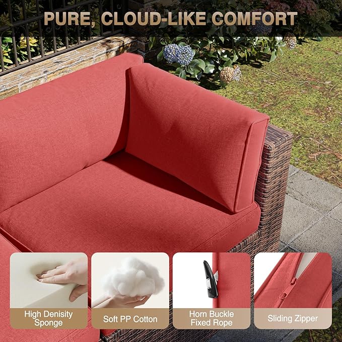 Aoxun Patio Furniture Sets, 10-Piece Outdoor Patio Furniture with Thick Cushions, Wicker Outdoor Conversation Set Sectional Sofa for Backyard, Poolside, Garden