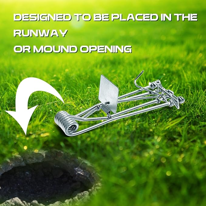 Qualirey 4 Pcs Outdoor Gopher Trap Easy Set Mole Trap Weather Resistant Gopher Killer Vole Killer for Lawn Garden Farm (Silver)