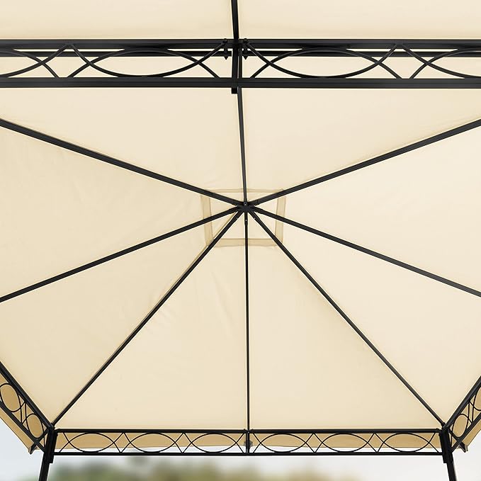 TOOLPORT Gazebo 10X10 Ft Approx. 5.31 Oz/Yd² Strong Polyester Fabric Pavilion with 4 Curtains