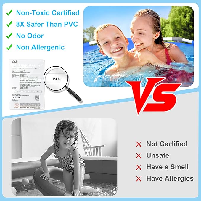 PE Round Above Ground Pool - 10ft x 30inch Outdoor Round Frame Above Ground Swimming Pool Set for Kids Adults Dog