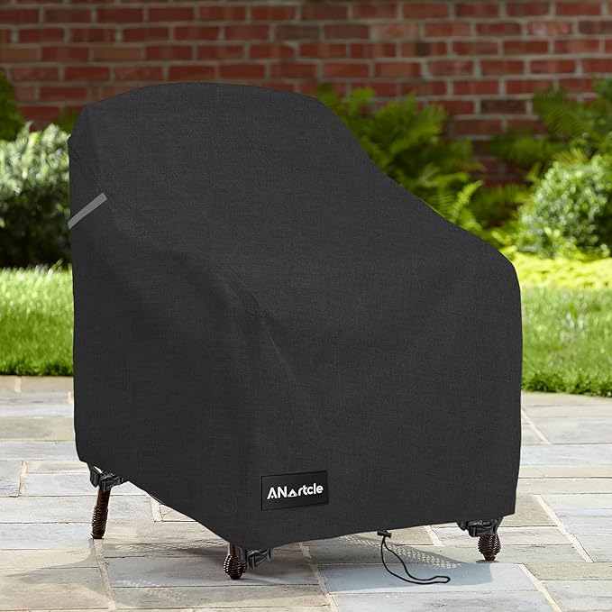 Patio Chair Covers,600D Waterproof Heavy Duty Outdoor Lawn Patio Furniture Covers,Patio Swivel Chair Covers for Outdoor Furniture,(32W x 35D x 36H inches) Black