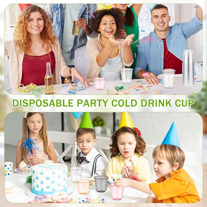 500 Pcs Disposable Stemless Glasses 12oz Crystal Plastic Wine Glasses Clear Classic Pet Cup for Meeting Weddings Birthdays Cocktail Christmas Party Supplies (Clear)