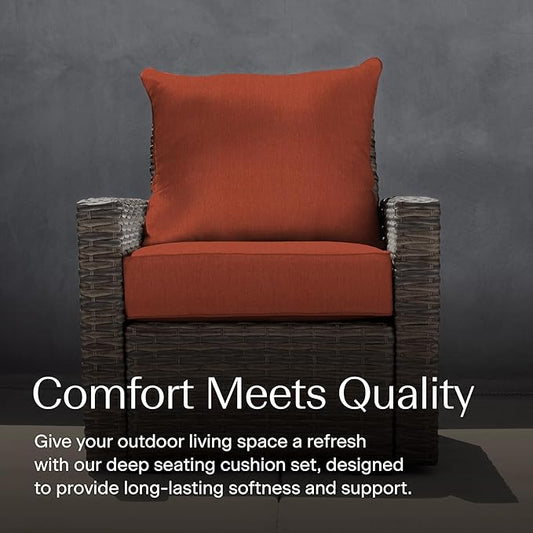 Honeycomb Outdoor Deep Seat, 24 x 23, Textured Solid Terracotta Chair Cushion for Patio Furniture
