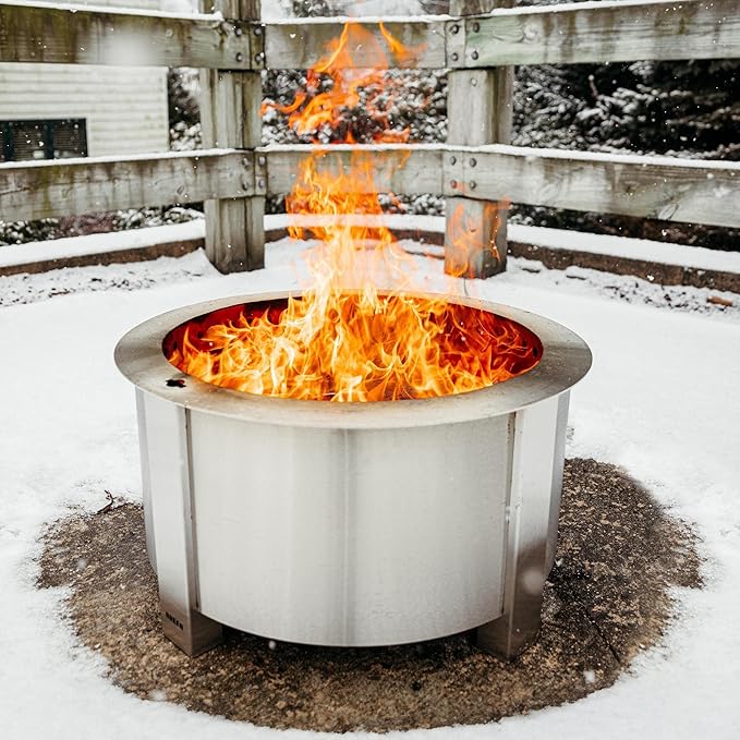 Breeo Smokeless Fire Pit (X Series 24, Stainless Steel) | 27.5 inch Smokeless Firepit for Outside | 62 Pounds | Ideal for Families, Gifts for Dad | Compatible with Wide Range of Breeo Accessories