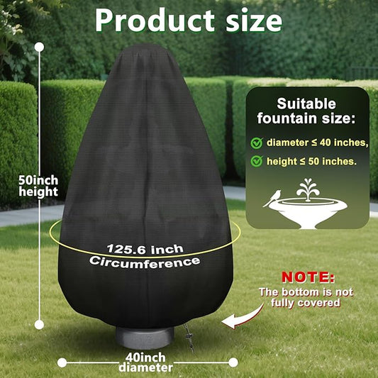 50Hx40D''Fountain Cover,420D Oxford Cloth Garden Statue Cover,Fountain Protector with Drawstring Weather Resistant for Winter Outdoor Patio Fountain