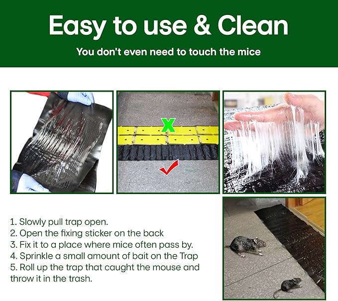 ELEGENZO Sticky Mouse Trap Mouse Traps Indoor for Home Rat Traps That Work for Trapping Snakes Rats Spiders Roaches & Other Rodents, 3 Transparent