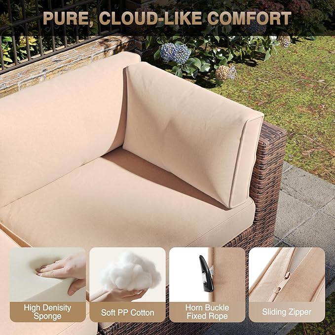 Aoxun Patio Furniture Sets, 7-Piece Outdoor Patio Furniture with Thick Cushions, Wicker Outdoor Conversation Set Sectional Sofa for Backyard, Poolside, Garden