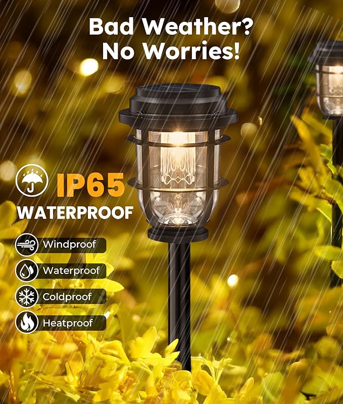 Solar Pathway Light, Bright Auto Garden Lights Decor - Durable Landscape Lighting for Lawn, Patio, Walkway, Driveway, Housewarming Gift Ideas
