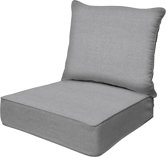 Honeycomb Outdoor Heritage Deep Seat, 24 x 23, Textured Solid Platinum Grey Chair Cushion for Patio Furniture