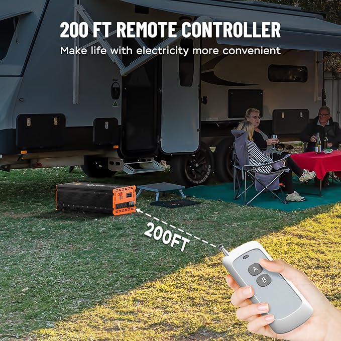 5000 Watt Power Inverter 12V DC to 110V/120V AC Converter Peak Power 10000W Car Inverter with LCD Display 2 AC Outlets USB Port Cables Includ for RV,Truck,Off-Grid Solar System Remote Controller