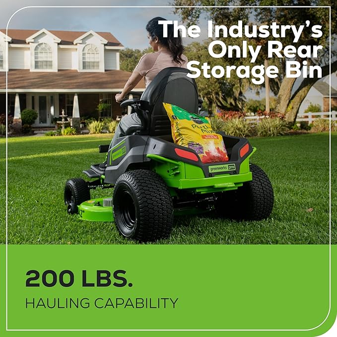 Greenworks 60V 42” Cordless Electric CrossoverT Riding Mower, (4) 8.0Ah Batteries and (2) Dual Port Turbo Chargers