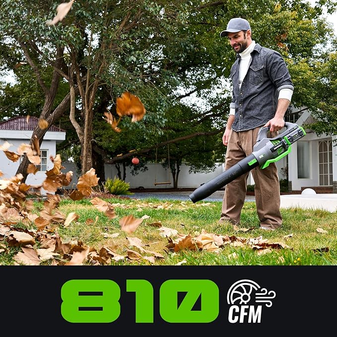 NovorikX Leaf Blower, 60-Volt 810 CFM Brushless Electric Cordless Leaf Blower, 2.5Ah Battery and Charger, Lightweight Leaf Blowers for Patio Care