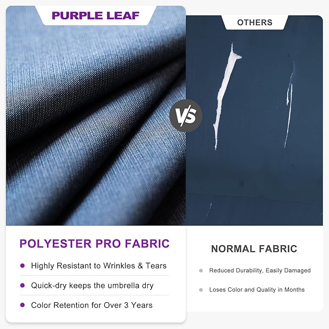 PURPLE LEAF 12 FT Cantilever Umbrella Outdoor Patio Umbrella, Large Offset Square Umbrella, Windproof Heavy Duty Hanging Outside for Patio, Ocean Slate