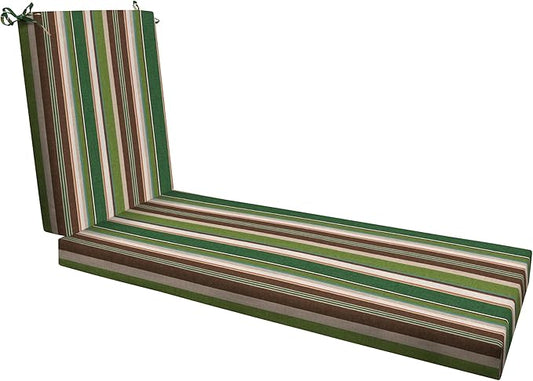 Honeycomb Outdoor Essentials Chaise Lounge, 21 x 70, Stripe Pine Green Chair Cushion for Patio Furniture