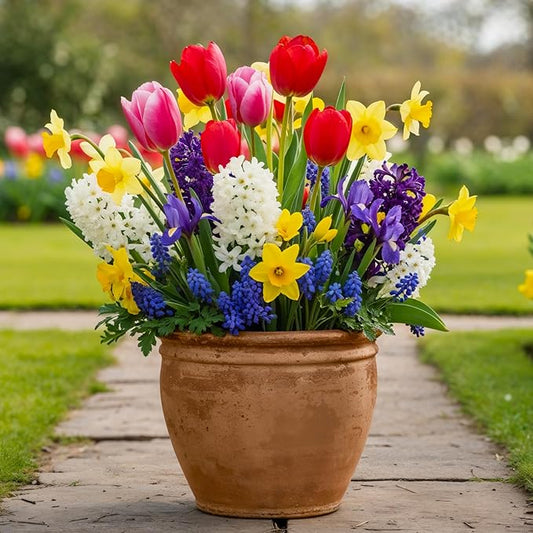 Dutch Bulbs Spring Border Flower Bulb Collection (50 Bulbs) Exclusive Mix from The Netherlands, Hardy and Perennial for The Garden, pots (Large Bulbs, no Seeds, not Artificial)
