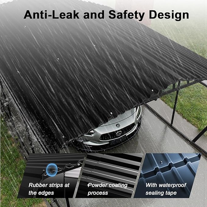 20x30FT Heavy Duty Metal Carport - Reinforced Galvanized Carport Canopy for All-Weather Shelter, Enhanced Wind Resistance for Boats, Cars, Trucks and Tractors