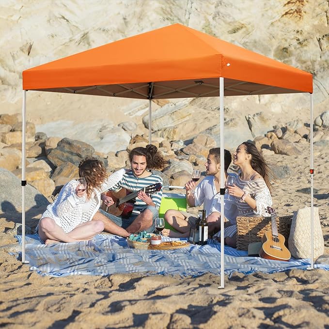 Northroad 8X8 FT Pop Up Canopy, Outdoor Instant Canopy Tent w/Carrying Bag, Portable Gazebo Shelter for Wedding Party,Commercial Event,Patio,Garden,Beach -Orange