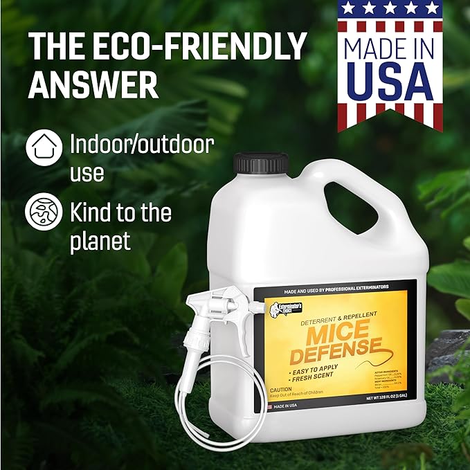 Exterminators Choice Mouse Defense Spray - 1 Gallon (128 fl oz) - Peppermint Scent - Indoor & Outdoor Use: Lawn, Garden, Attic, Garage - Safe for Kids & Pets