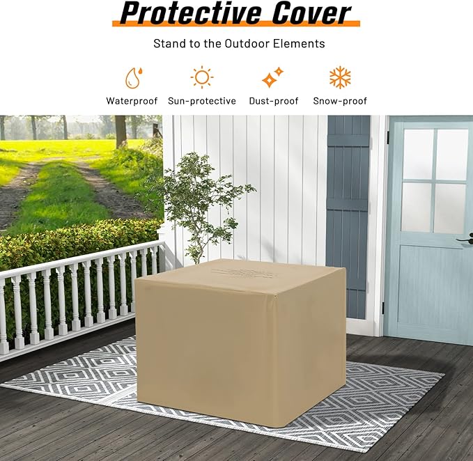 Tangkula 32 Inches Propane Fire Pit, Patiojoy 50,000 BTU Gas Fire Pit Table with Lid, Lava Rocks, Protective Cover, 2-in-1 Outdoor Fire Table with Adjustable Flame, Stainless Steel Burner (Brown)