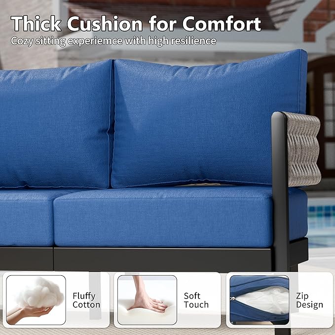 5-Piece Patio Conversation Sets, Armchairs & Coffee Table&Cushions, Deep Seating Modern Furniture Set,Garden, Balcony & Backyard