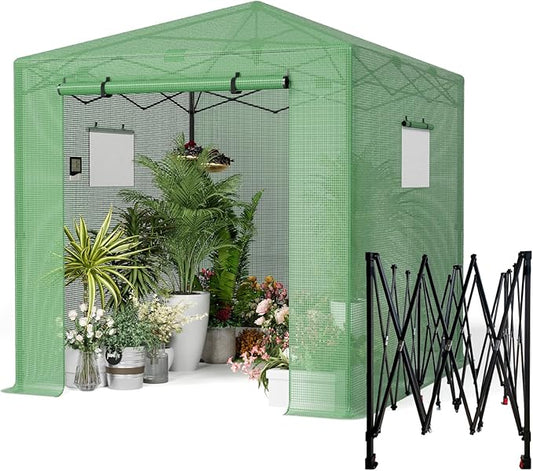 Pop Up Greenhouse, 8x12 FT Pop Up Green House for Outdoors, Portable Greenhouses, Walk-in Greenhouses, Popup Greenhouse Kit, Easy Set Up