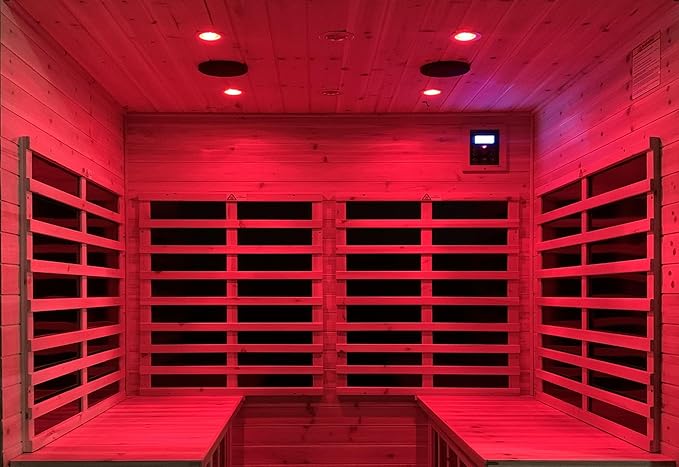 LTCCDSS Low EMF Outdoor Far Infrared Sauna 4-Person, Hemlock Wood Sauna for Home, Withstand Temp -5℉-104℉, Bluetooth Speakers, LED Reading Lamps, Chromotherapy Lights