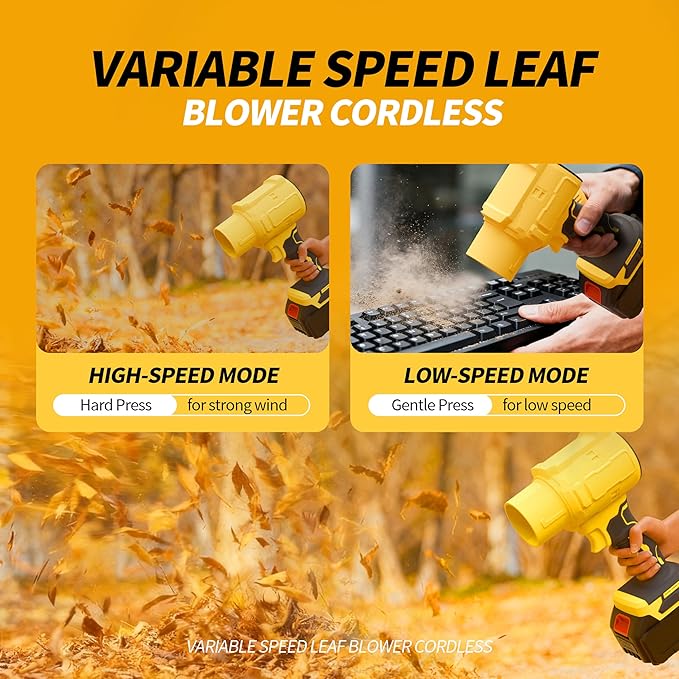 Leaf Blower Cordless & Battery and Charger, 980,000 RPM, Extended Nozzle, Lightweight Handheld, Blower for Patio Cleaning, Car Blowing Water, Blowing Leaves and Dust, Gifts for Men Dad Husband Yellow