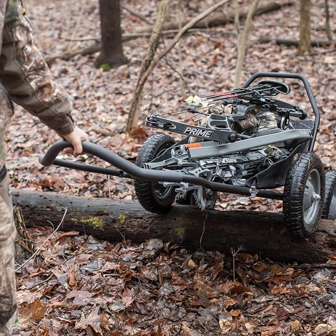 Hawk Crawler Multi-Use Folding Cart, Deer Hunting Fishing Cart w/ 500 Lb Capacity for Hauling Game, Bait, Hunting Gear, & Wood, Flat Dark Earth Gray