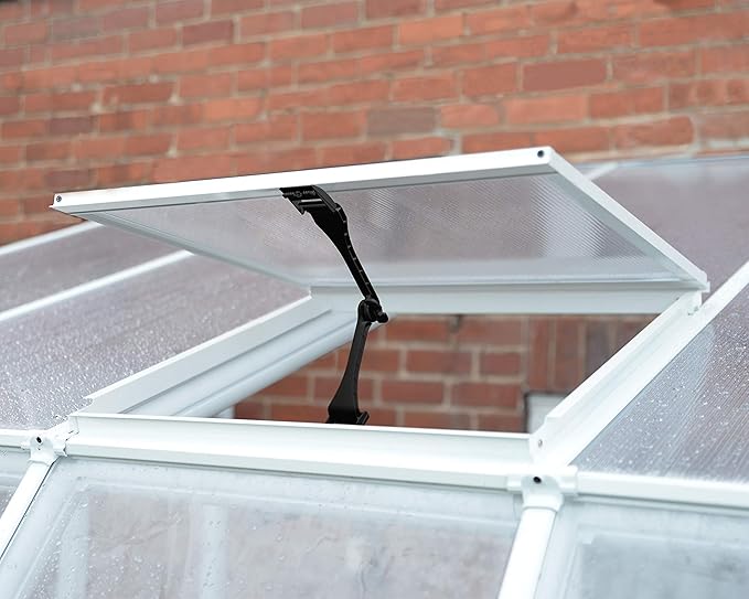 Palram Canopia Rion Sun Room 6 Ft. x 6 Ft. Solarium, Lean-to Greenhouse DIY Kit, Attach to House, Large Twin Wall Polycarbonate, 100% UV Protection for Porch, Patio Outdoors with Window Vent (White)