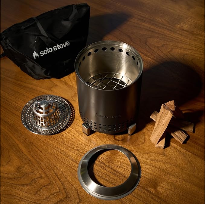 Solo Stove Mesa, 5.1 Inch Tabletop Fire Pit with Stand - Smokeless, Stainless Steel Fire Pit for Camping, Outdoor & Patio- Wood Burning or Pellet Fueled Portable Bonfire, 1.4lbs, Water